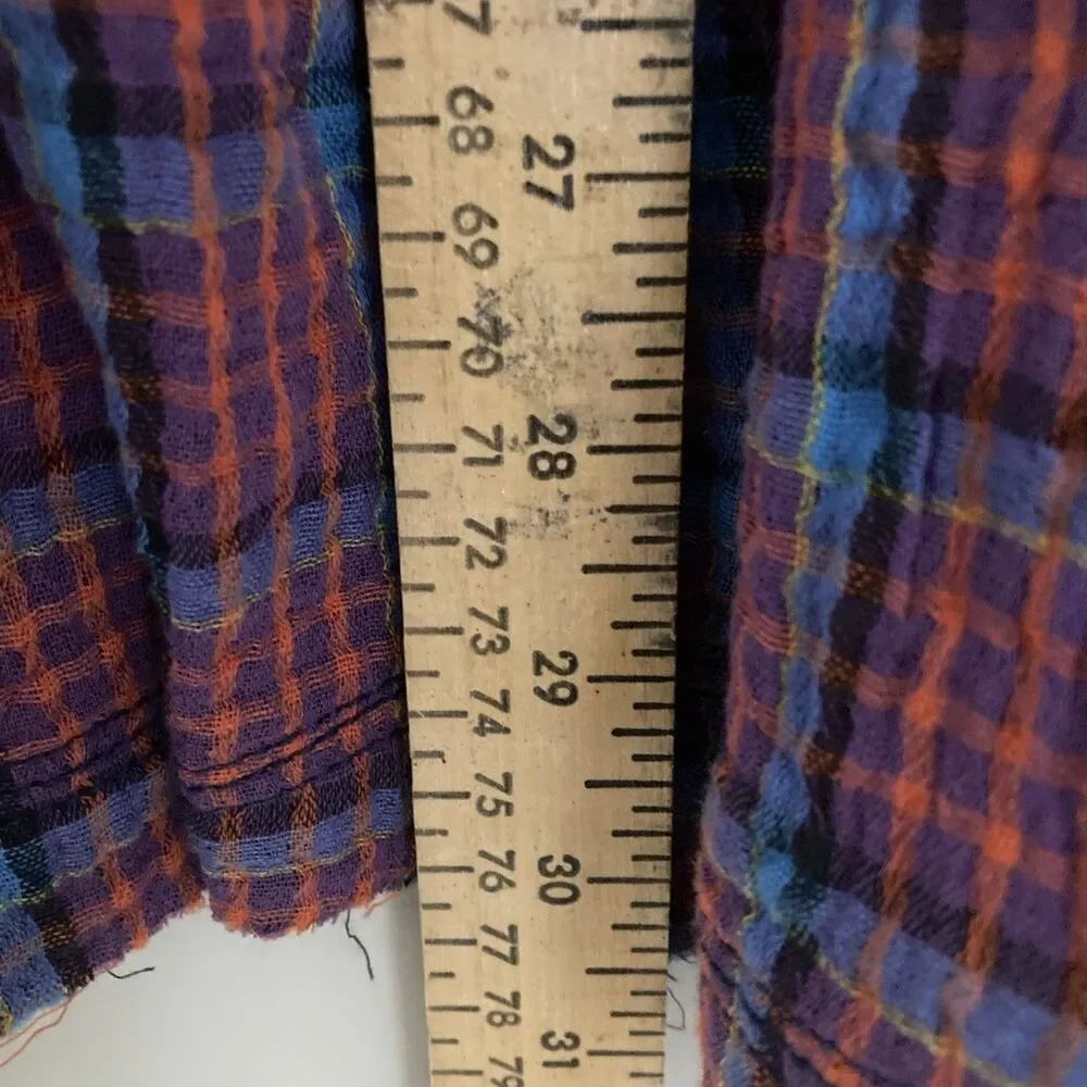 New Free People Oversized Bohemian Grunge Cardiff Plaid Swing Top Shirt Small